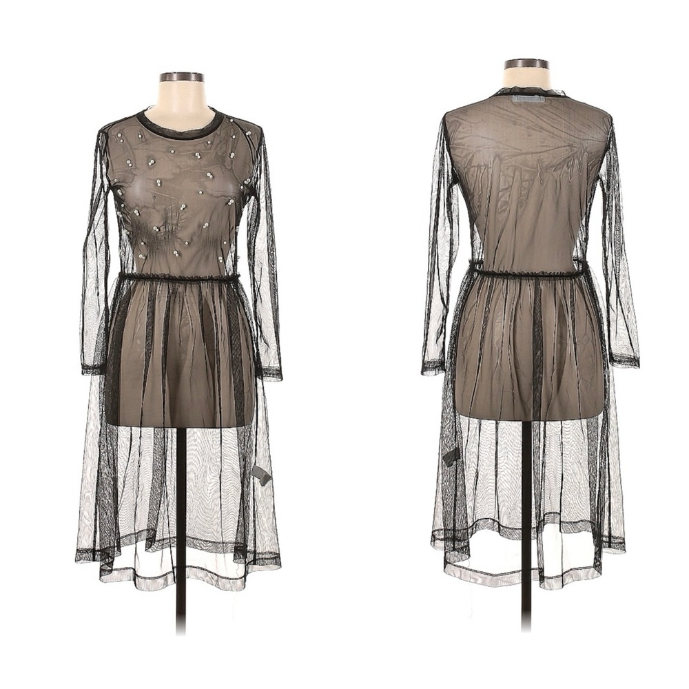 Zara Tulle Mesh Dress with Pearl Detail